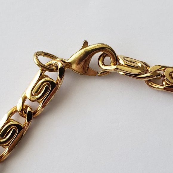 18k Gold Plate Over Brass Scroll Link Heavy Necklace 18" ≈ 32.6 grams - Picture 6 of 7